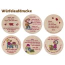 Gebetswürfel aus Holz, mehrfarbige Aufdrucke, ca. 6cm