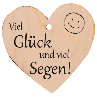 Holzherz Viel Glück und viel Segen!